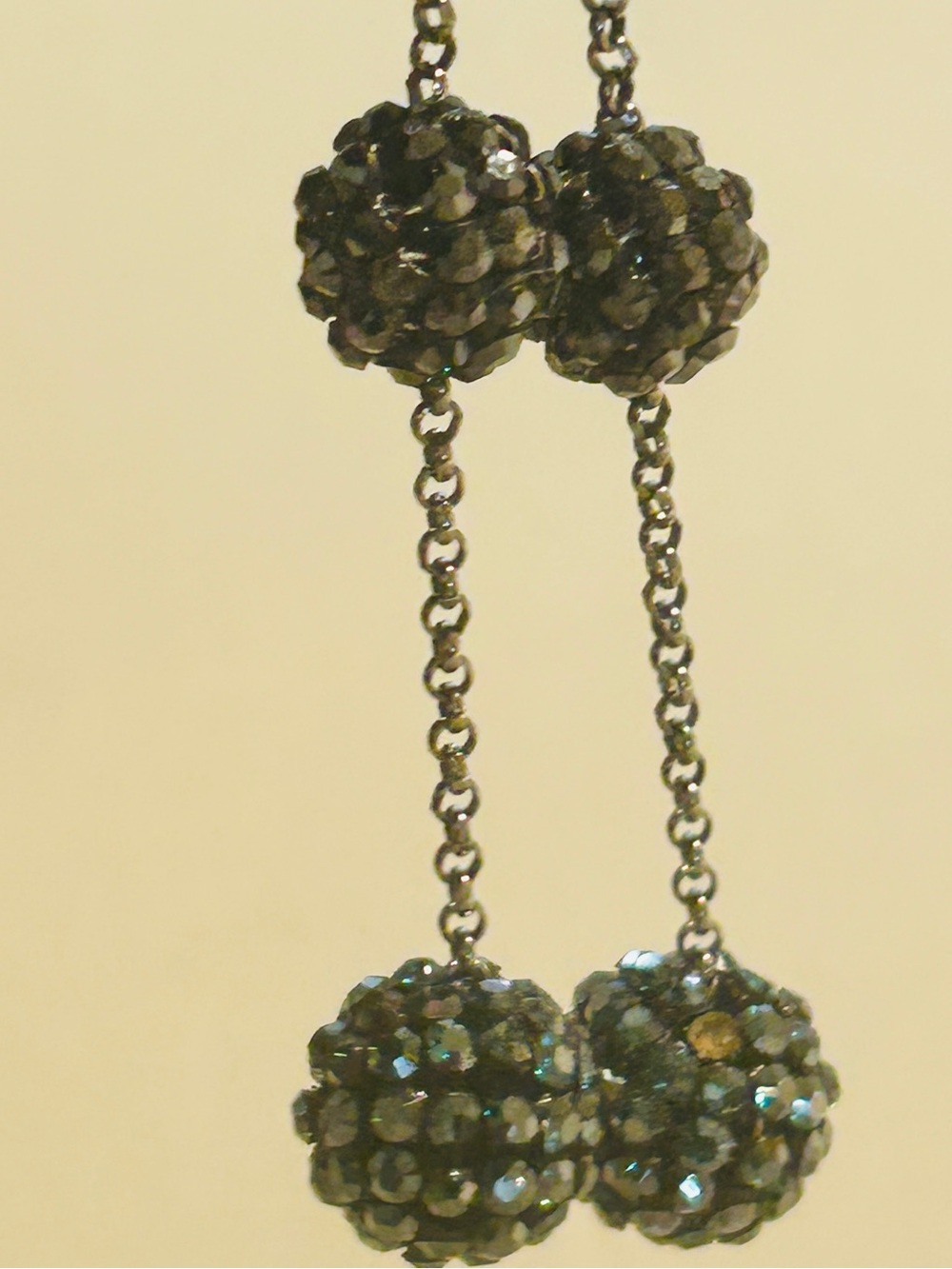 Black Crystal Ball Drop Earrings - Sleek Dangle Style